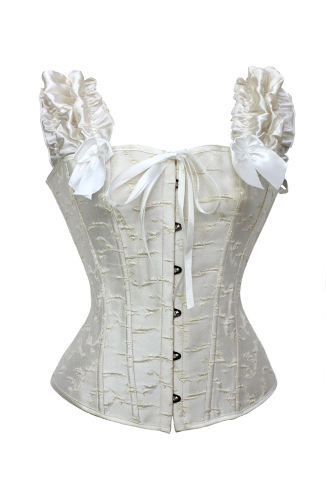 Ruffled Off the Shoulder Corset in White